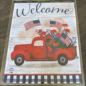 Erin’s Garden Stars & Stripes Truck Welcome American Flag, Patriotic,garden flag